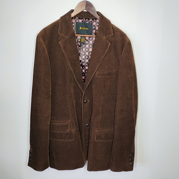 Fink Corduroy Blazer Mens XL Brown Sport Coat Dark Academia Collegiate Fall - Picture 1 of 14